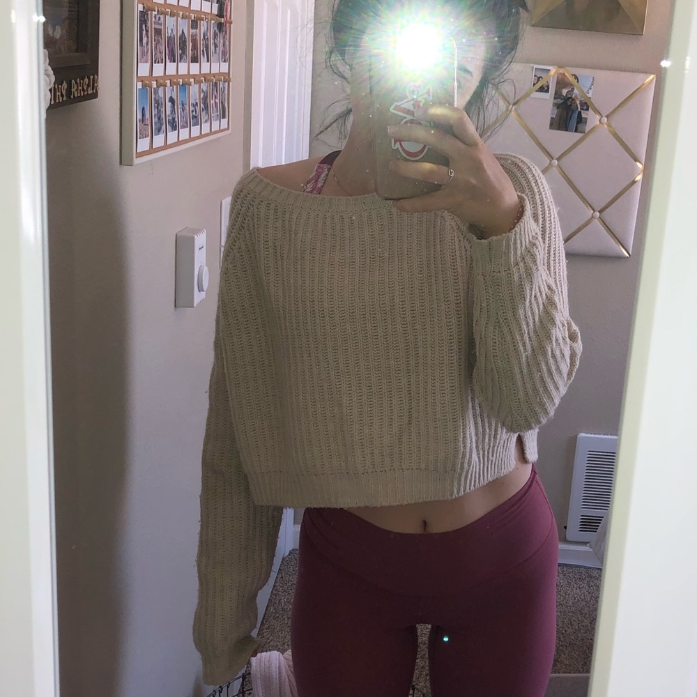 Cream wool brandy Melville cropped sweater